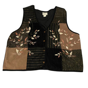 Vintage Women's Suede Corduroy Patchwork Embroidered Tantrums Floral Wool Fall